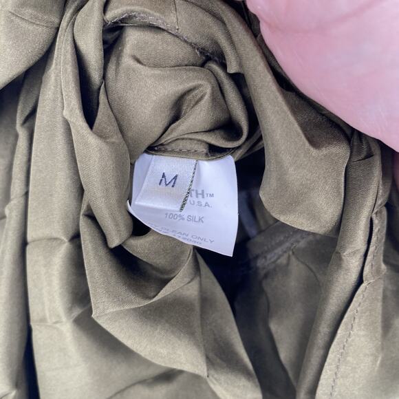 Wyeth by Todd Magil Green Silk Pleated Short Sleeve Dress Women's Size M - Picture 3 of 9